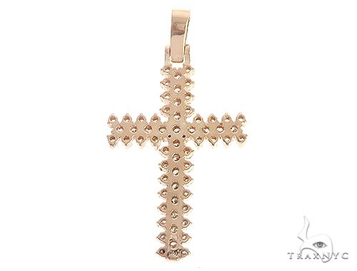 14K Rose Gold Prong Diamond Cross 65280 - Image 3