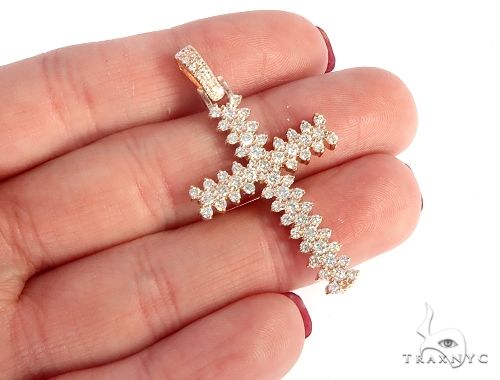 14K Rose Gold Prong Diamond Cross 65280 - Image 5