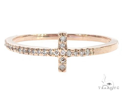 14K  Gold Prong Diamond Cross Ring 65306 - Image 2