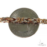 14K Rose Gold Solid Byzantine Chain with White Diamond Cuts 30 Inches 3.8mm   68013 - Image 4