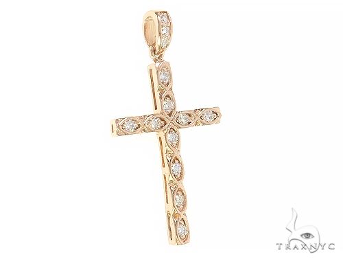 14K Gold Fancy Oval Round Cut Diamond Cross, photo 2 of 8