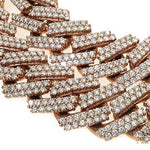 14K Rose Gold 2 Row Diamond Cuban Link Chain 22 Inches 16mm    65961 - Image 4