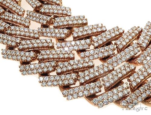 14K Rose Gold 2 Row Diamond Cuban Link Chain 22 Inches 16mm    65961 - Image 4
