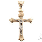 14K Solid Two Tone Gold Cross Crucifix 64659 - Image 1