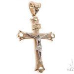 14K Solid Two Tone Gold Cross Crucifix 64659 - Image 2