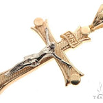 14K Solid Two Tone Gold Cross Crucifix 64659 - Image 4
