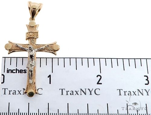 14K Solid Two Tone Gold Cross Crucifix, photo 9 of 10