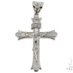 14K Solid White Gold Cross Crucifix 64657 - Image 1