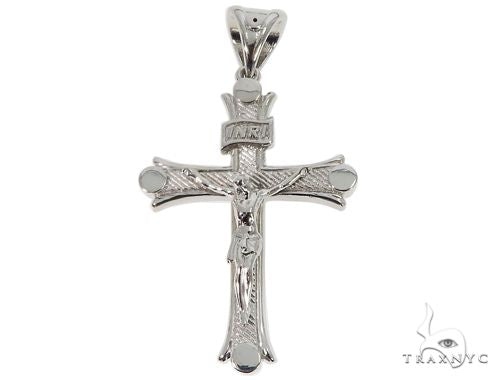 14K Solid White Gold Cross Crucifix 64657 - Image 1