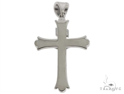 14K Solid White Gold Cross Crucifix 64657 - Image 3