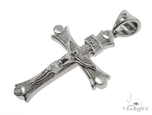 14K Solid White Gold Cross Crucifix 64657 - Image 4