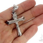 14K Solid White Gold Cross Crucifix 64657 - Image 6