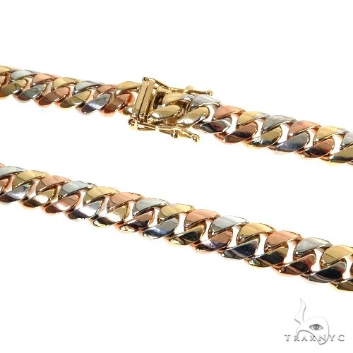 14k Three-Tone Gold Solid Miami Cuban Chain 24 Inches 8.2mm 67721 - Image 2