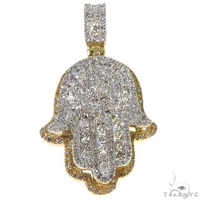 14K Two Tone Diamond Hamsa Pendant 68131 - Image 1