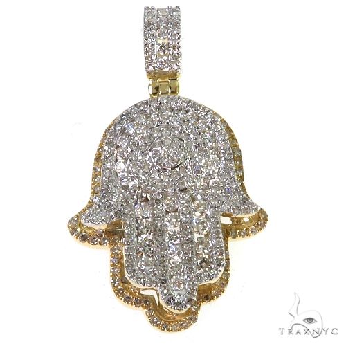 14K Two Tone Diamond Hamsa Pendant 68131 - Image 1