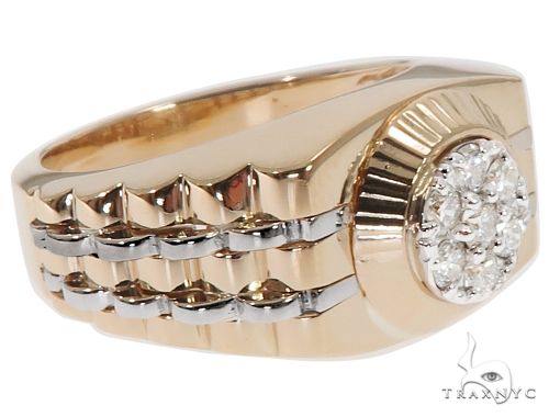 14K Two Tone Gold Men's Diamond Ring 64666 - Image 4