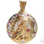 14K Two Tone Gold Round Cut Pave Diamond Santa Barbara Pendant 61404 - Image 1