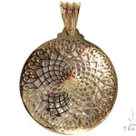 14K Two Tone Gold Round Cut Pave Diamond Santa Barbara Pendant 61404 - Image 5