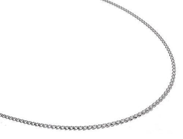 14k white gold solid franco link chain 1mm – close-up of four-sided woven link construction on white background