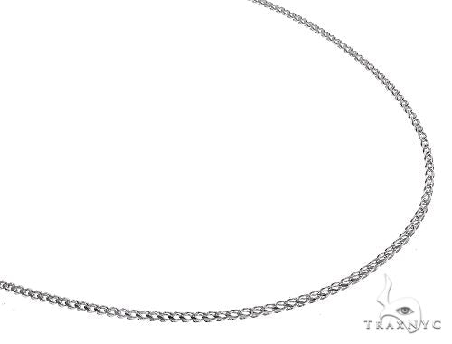 14k white gold solid franco link chain 1mm – close-up of four-sided woven link construction on white background