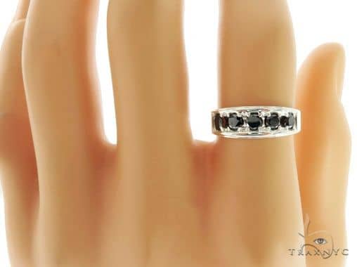 14K White Gold Black Diamond Band 65004 - Image 9