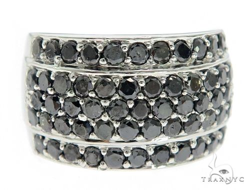 14K White Gold Black Diamond Band 64144 - Image 2