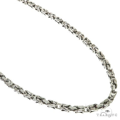 14K White Gold Byzantine Chain 28 Inches 3.8mm   67696 - Image 1
