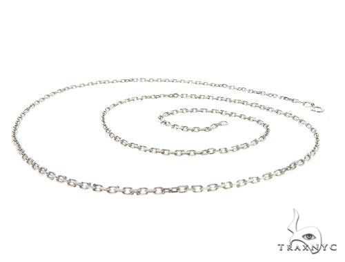 14K White Gold Solid Cable Link Chain 16 Inches 1.4mm   64399 - Image 4