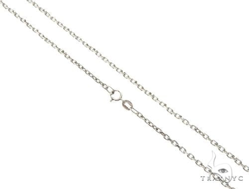14K white gold cable link chain, 20 inches, 1.4mm width — close-up of uniform anchor cable links