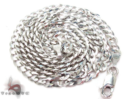 14K White Gold Solid Curb Link Chain 20 Inches 3.7mm   31653 - Image 5