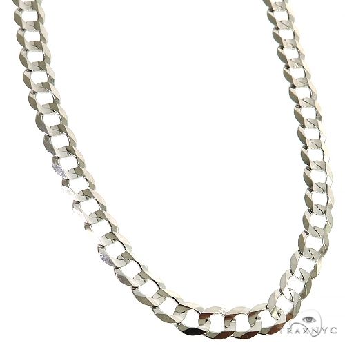 14K White Gold Solid Curb Link Chain 20 Inches 5.7mm   31646 - Image 2
