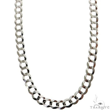 Polished 14K white gold curb chain, 22 in, 4.7 mm links