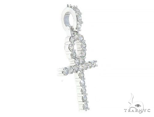 14K White Gold Diamond Ankh Cross Pendant 65520 - Image 2