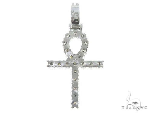 14K White Gold Diamond Ankh Cross Pendant 65520 - Image 3