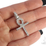 14K White Gold Diamond Ankh Cross Pendant 65520 - Image 5