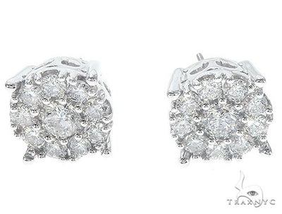 14K White Gold Diamond Cluster Stud Earrings 65522 - Image 1