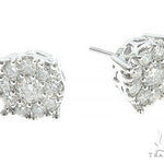 14K White Gold Diamond Cluster Stud Earrings 65522 - Image 2