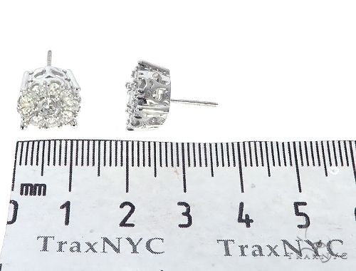 14K White Gold Diamond Cluster Stud Earrings, photo 4 of 4