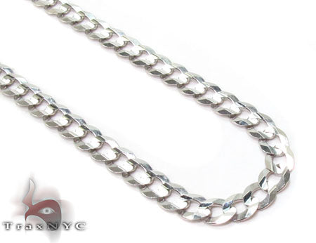 14K White Gold Solid Curb Chain 22 Inches 3.7mm   31656 - Image 1