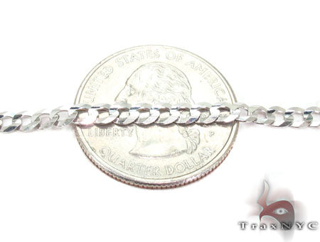 14K White Gold Solid Curb Chain 22 Inches 3.7mm   31656 - Image 2