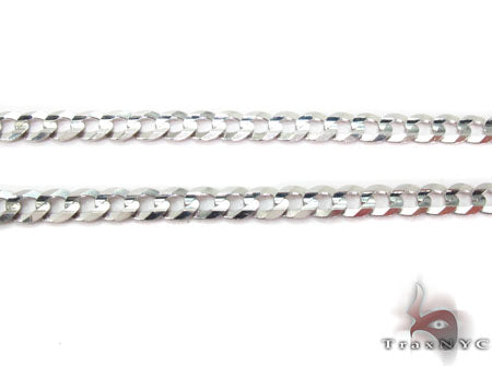 14K White Gold Solid Curb Chain 3.7mm 31656, photo 3 of 6