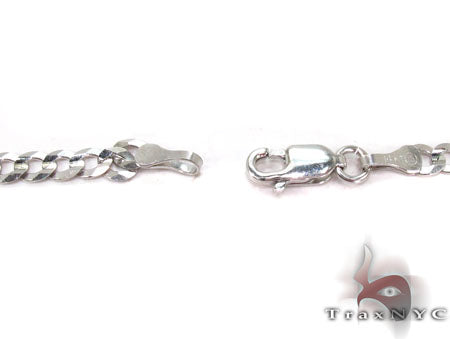 14K White Gold Solid Curb Chain 22 Inches 3.7mm   31656 - Image 4