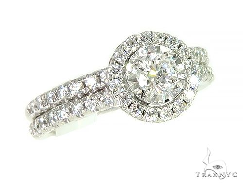 14K White Gold Diamond Engagement Ring Bridal Set 65973 - Image 2