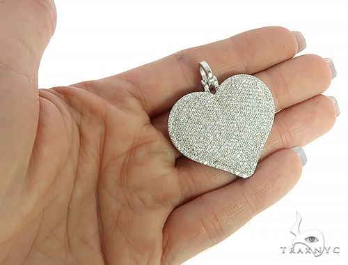 14K White Gold Diamond Heart Pendant 65846 - Image 5