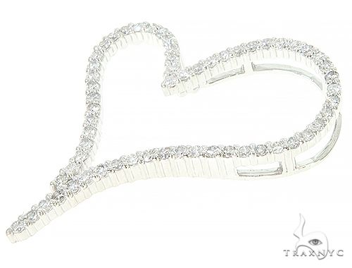 14K White Gold Diamond Heart Pendant 65866 - Image 4