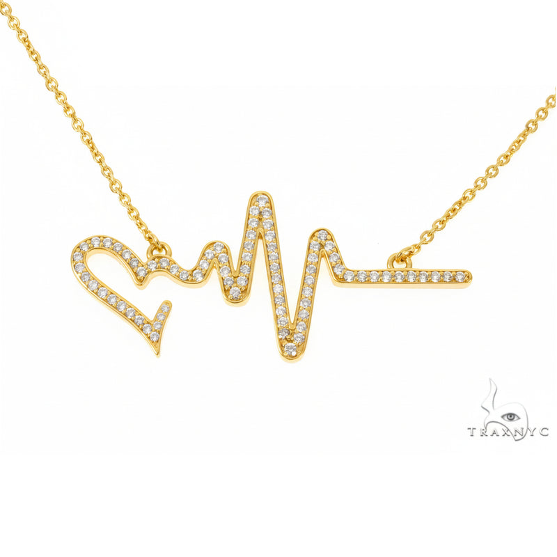 14K White Gold Diamond Heartbeat Necklace 65519
