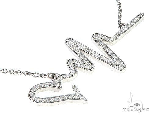 14K White Gold Diamond Heartbeat Necklace 65519 - Image 2