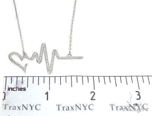 14K White Gold Diamond Heartbeat Necklace 65519 - Image 6