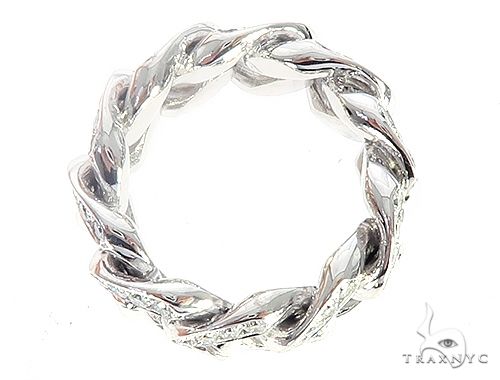 14K White Gold Diamond Miami Cuban Link Ring 65136 - Image 5