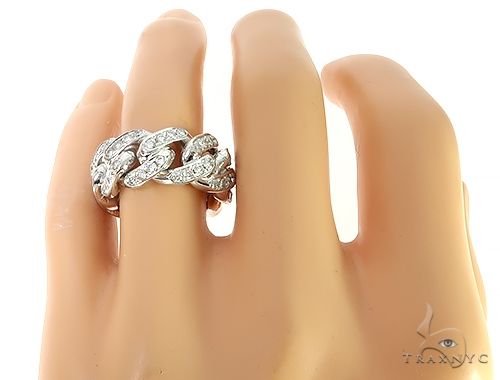 14K White Gold Diamond Miami Cuban Link Ring 65136 - Image 6